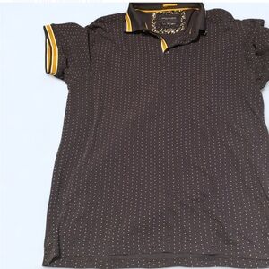 Men's Brown Polo Shirt with Yellow Accents